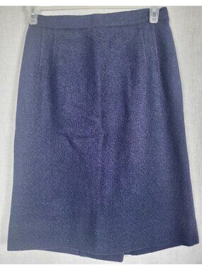 Vtg 60's 70's Blue Purple Midi Mini Skirt A-Line Size M/L Polyester Wool? Boho